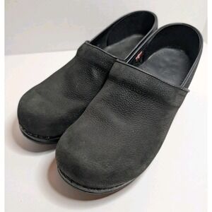 Sanita Closed Clogs Size 41 Professional Oiled Black Pebbled Leather Workwear